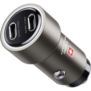 Swiss Military 70W Dual-Port Car Charger, 2C, USB-C 0.5m Cable, Black, CC-70WPD-2C