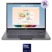 Acer Aspire 14 (2025) Copilot+ PC - 2nd Series / Intel Core Ultra 7-256V / 14inch WUXGA / 1TB SSD / 16GB RAM / Shared Graphics / Windows 11 Home / English & Arabic Keyboard / Steel Grey / Middle East Version - [A14-52MT-77YQ]
