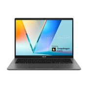 Asus Vivobook S14 (2025) Laptop - Snapdragon X- X126-100 / 14inch WQXGA / 1TB SSD / 16GB RAM / Shared Qualcomm Adreno GPU / Windows 11 Home / English & Arabic Keyboard / Matte Gray / Middle East Version - [S14 S3407QA-KP014W]