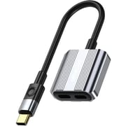 Green Lion 2-in-1 USB-C Adapter 12cm Grey - GN2IN1SPADGY