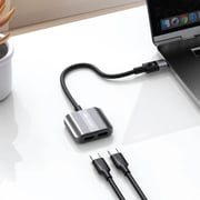 Green Lion 2-in-1 USB-C Adapter 12cm Grey - GN2IN1SPADGY