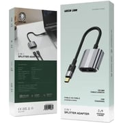 Green Lion 2-in-1 USB-C Adapter 12cm Grey - GN2IN1SPADGY