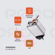 Porodo GaN Charger 75cm Silver - PD-FWCH054-SL