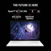 Asus ROG Zephyrus G16 Gaming (2025) Laptop - AMD Ryzen AI 7-350 / 16inch WQXGA / 2TB SSD / 32GB RAM / 8GB NVIDIA GeForce RTX 5070 Graphics / Windows 11 Home / English & Arabic Keyboard / White / Middle East Version - [GA605KP-AI-OLED322W]