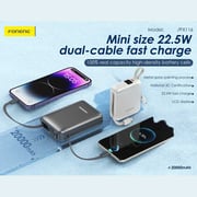 Foneng 20000mAh Mini Power Bank LED Display with 2 Built-inCables(22.5W) - Assorted