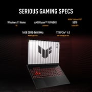 Asus TUF A16 Gaming (2025) Laptop - AMD Ryzen 9-8940HX / 16inch WQXGA / 1TB SSD / 16GB RAM / 8GB NVIDIA GeForce RTX 5070 Graphics / Windows 11 Home / English & Arabic Keyboard / Jaeger Gray / Middle East Version - [FA608PP-G1S161W]
