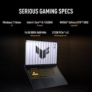 Asus TUF F16 Gaming (2025) Laptop - 13th Gen / Intel Core i5-13450HX / 16inch FHD+ / 512GB SSD / 16GB RAM / 8GB NVIDIA GeForce RTX 5050 Graphics / Windows 11 Home / English & arabic Keyboard / Jaeger Gray / Middle East Version - [FX608JH-RV002W]
