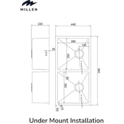 Millen Undermount Double Bowl Sink 1pc - MSDB764522SS