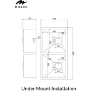 Millen Undermount Double Bowl Sink 1pc - MSDB864422GM