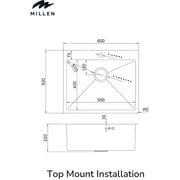 Millen Topmount Single Bowl Sink 1pc - MTMS6050SS
