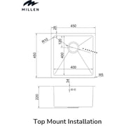 Millen Topmount Single Bowl Sink 1pc - MTMS454519SS