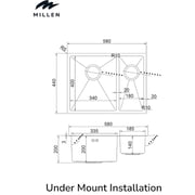 Millen Undermount Double Bowl Sink 1pc - MSDB584420SS