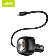 Lanex 2Port Stretchable Type-C Cable Car Charger Black - LQ19
