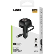 Lanex 2Port Stretchable Type-C Cable Car Charger Black - LQ19