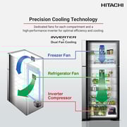 Hitachi Top Mount Refrigerator 450L Platinum Silver - REFRV655PUK0K4PSV
