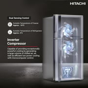 Hitachi Top Mount Refrigerator 450L Platinum Silver - REFRV655PUK0K4PSV