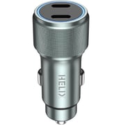 Helix Ultra Fast Dual Port Car Charger Silver - HeliDrive-66W