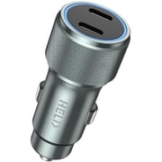 Helix Ultra Fast Dual Port Car Charger Silver - HeliDrive-66W