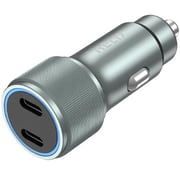 Helix Ultra Fast Dual Port Car Charger Silver - HeliDrive-66W