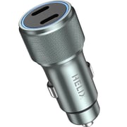 Helix Ultra Fast Dual Port Car Charger Silver - HeliDrive-66W