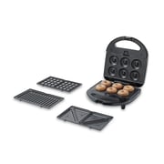 Swiss Pro+ 4 in 1 Multifunctional Sandwich Maker, 750 Watt, Black - SP-SW750.4