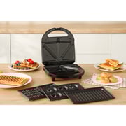 Swiss Pro+ 4 in 1 Multifunctional Sandwich Maker, 750 Watt, Black - SP-SW750.4