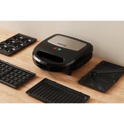 Swiss Pro+ 4 in 1 Multifunctional Sandwich Maker, 750 Watt, Black - SP-SW750.4