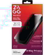 Zagg Invisibleshield Privacy Screen Protector Black iPhone 16 - 200116556