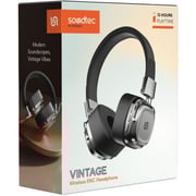 Porodo Soundtec Vintage Wireless On Ear Headset Black/Silver - PD-STWLEP037-BKSL