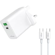 Trands Dual Port Charger With USB-C Cable 1.2m White - TR-AD4567