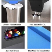 Sparnod Fitness Pool Table - 213x122cm, MDF Wood, Foldable Design, Blue/Black
