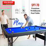 Sparnod Fitness Pool Table - 214x121cm, MDF Wood, Foldable Design, Blue/Black