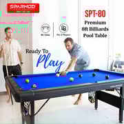 Sparnod Fitness Pool Table - 244x132cm, MDF Wood, Foldable Design, Blue/Black
