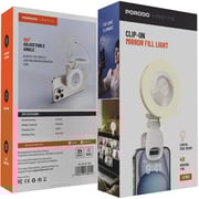 Porodo Mini Mirror Ring Light Clip White - PD-LFST153-WH