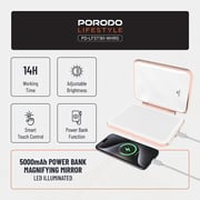 Porodo Power Bank With Mirror 5000mAh White/Rose Gold - PD-LFST161-WHRG
