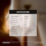 Porodo Power Bank With Mirror 5000mAh White/Rose Gold - PD-LFST161-WHRG
