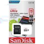 Sandisk MicroSDHC 80MB/s UHS-I Card 16GB With Adapter SDSQUNS-016G-GN3MA