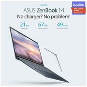 ASUS ZenBook 14 (2020) Laptop - 11th Gen / Intel Core i7-1165G7 / 14inch FHD / 16GB RAM / 1TB SSD / Shared Intel Iris X Graphics / Windows 10 / English & Arabic Keyboard / Pine Grey / Middle East Version - [UX425EA-HM046T]
