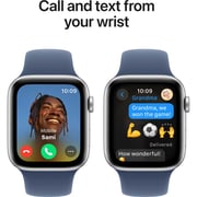 Apple Watch SE (2024) GPS 44mm Silver Aluminum Case with Denim Sport Band - M/L