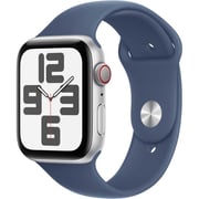 Apple Watch SE (2024) GPS + Cellular 44mm Silver Aluminum Case with Denim Sport Band - M/L