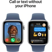 Apple Watch SE (2024) GPS + Cellular 44mm Silver Aluminum Case with Denim Sport Band - M/L