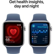 Apple Watch SE (2024) GPS + Cellular 44mm Silver Aluminum Case with Denim Sport Band - M/L
