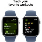 Apple Watch SE (2024) GPS + Cellular 44mm Silver Aluminum Case with Denim Sport Band - M/L