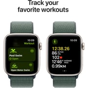 Apple Watch SE (2024) GPS + Cellular 44mm Starlight Aluminum Case with Lake Green Sport Loop
