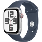 Apple Watch SE (2023) GPS + Cellular 40mm Silver Aluminum Case with Storm Blue Sport Band S/M – Middle East Version