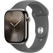 Apple Watch Series 10 GPS + Cellular 42mm Natural Titanium Case with Stone Gray Sport Band - S/M