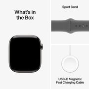 Apple Watch Series 10 GPS + Cellular 42mm Natural Titanium Case with Stone Gray Sport Band - S/M