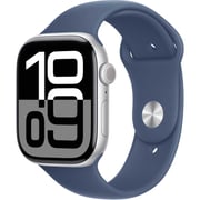 Apple Watch Series 10 GPS 46mm Silver Aluminum Case with Denim Sport Band - M/L