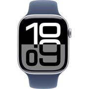 Apple Watch Series 10 GPS 46mm Silver Aluminum Case with Denim Sport Band - M/L