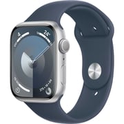 Apple Watch Series 9 GPS 45mm Silver Aluminum Case with Storm Blue Sport Band S/M – Middle East Version